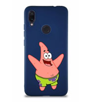Xiaomi Redmi Note 7 Soft Premier Kapak Patrick Yıldız Tasarımlı Silikon Kılıf - Lacivert (Şeffaf)