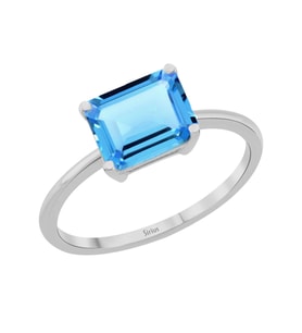 Oktagon Kesim Mavi Topaz Taşlı Nerissa Yüzük 0702R0053
