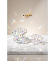 Shell Pearl Feng Shui 2'li Set Lüks Kristal Kesim İnci Detaylı İstiridye Dekoratif Obje (7x5 cm ve 9x7 cm)