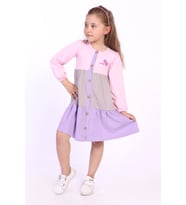 Toontoy Kız Çocuk Göğsü Pretty Nakışlı Elbise (Açık Pembe)