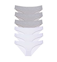 6 adet Süper Eko Set Likralı Kadın Slip Külot Gri Beyaz