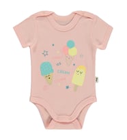 Civil Baby Dondurma Baskılı 1-36 Ay Çıtçıtlı Badi - Ekru