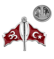 925 Ayar Gümüş Üç Hilal ve Türk Bayrağı Rozeti