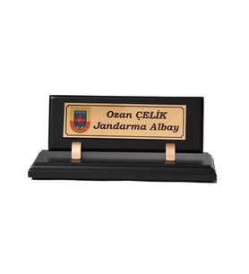 Ahşap Siyah Şık Tasırım Modern Masa İsimlik Ofis Dekoru (Beyaz - Kahverengi)