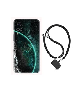 Vivo Y53s Kılıf Ipli Boyun Askılı Desenli Silikon Green World 1856