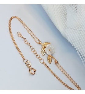 925 Ayar Gümüş Zirkon Taş Gold Tasarım Manolya Çiçeği Trend Kadın Bileklik B32 Anneler Günü Hediye