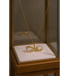 925 AYAR GÜMÜŞ SONSUZLUK BAŞAK KADIN KOLYE (gold)