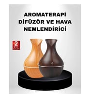 Mey İthalat® Aromaterapi Difüzör Ahşap Desenli ve Ultrasonik Nemlendirici LED Işıklı