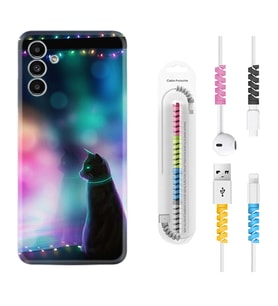 Samsung A23 A31 A32 A50 A51 A52 A53 A70 Kılıf Kablo Koruma Spiral Silikon Window Cat 1787