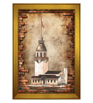 Kız Kulesi Motifli Kanvas Tablo 80 x 110 cm Gold Çerçeve
