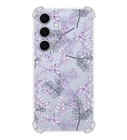 PrintiFy S24 Plus Uyumlu Köşe Korumalı Floral Lila Tasarımlı Şeffaf Silikon Kılıf
