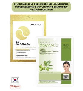 3 Katmanlı Gold Göz Maskesi ve Nemlendirici, Pürüzsüzleştirici Ve Yumuşatıcı Zeytin Özlü Kolajen Maske Seti