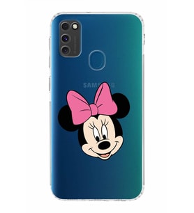 Samsung Galaxy M30s  Kamera Korumalı Kapak Minnie Mouse Tasarımlı  Şeffaf  Kılıf