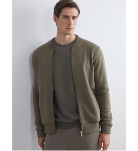 LC WAIKIKI Haki Kolej Yaka Erkek Kalın Fermuarlı Sweatshirt