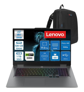 Lenovo Loq 17IRX10 Intel Core I7 13700HX 128GB Ddr5 1tb SSD RTX5060 8gb 115W Freedos 17.3 Inç Fhd (1920X1080) IPS 300NITS 165HZ %100 Srgb Taşınabilir Bilgisayar W83JH00BQTRF50 + Zetta Çanta