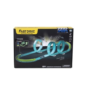 Fast Drive Yarış Seti - Karanlıkta Parlayan Arabalı ve Parkur Pistli (Mavi)