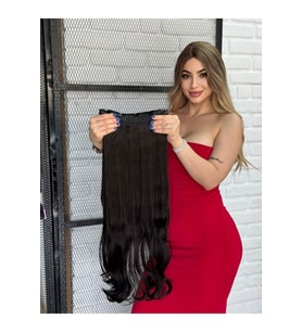 PerukAvm Luxury Geniş Dalgalı Yarımay+2 Yan Çıtçıt KoyuKahve