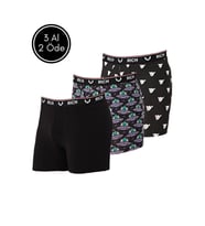 Erkek Likralı Desenli ve Düz 3'lü Boxer Paketi