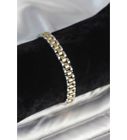 316L Çelik Gold ve Gümüş Renk 7 mm Kalınlık Erkek Bileklik 5886 - GLST6849-3499