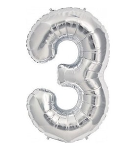Benim Marifetlerim 3 Rakamı Gümüş Folyo Balon 34 inch 86 cm