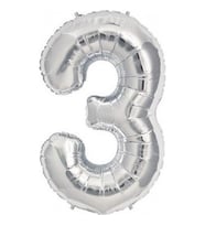 Benim Marifetlerim 3 Rakamı Gümüş Folyo Balon 34 inch 86 cm