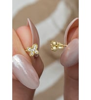 925 Ayar Gümüş Gold Kaplama Minik Kelebek Küpe