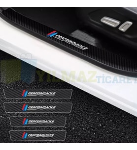 Bmw M Performance Logo Karbon Kapı Eşiği Oto Sticker Etiket Yapıştırma Çıkartma 4 Parça