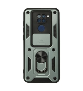 Xiaomi Redmi Note 9 Kılıf Pars Lens Yüzüklü Silikon - Yeşil