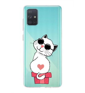 Samsung Galaxy A71 Uyumlu Kapak Cool Cat Tasarımlı Şeffaf Silikon Kılıf