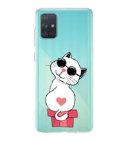 Samsung Galaxy A71 Uyumlu Kapak Cool Cat Tasarımlı Şeffaf Silikon Kılıf