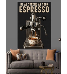 Espresso Makinesi Kahve Dükkanı Dekoratif Kanvas - Mdf Ahşap Tablo