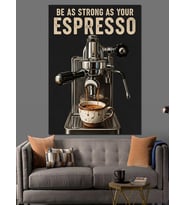 Espresso Makinesi Kahve Dükkanı Dekoratif Kanvas - Mdf Ahşap Tablo