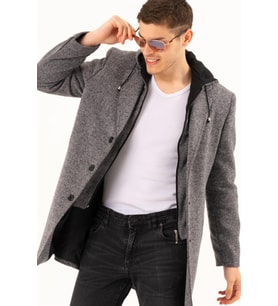 PLT8376 DEWBERRY ERKEK PALTO-DESENLİ GRİ