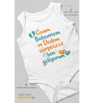 Babaanneye ve Dedeye Özel Sıfır Kollu Bebek Body %100 Pamuk