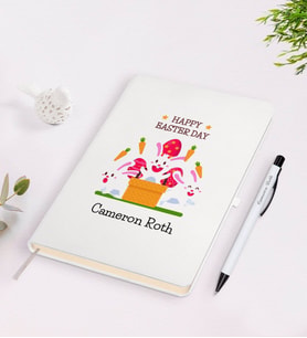 BK Gift Kişiye Özel Paskalya Bayramı Beyaz Defter ve Kalem Seti-5