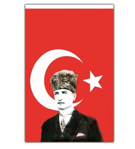 Vatan Atatürklü Bayrak 50X75 Atalı Türk Bayrağı