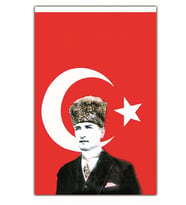 Vatan Atatürklü Bayrak 50X75 Atalı Türk Bayrağı