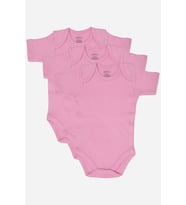 #Zıbın Antialerjik Yumuşak %100 Organik Pamuk 3'lü Pembe Kısa Kollu Bebek Çıtçıtlı Zıbın Body
