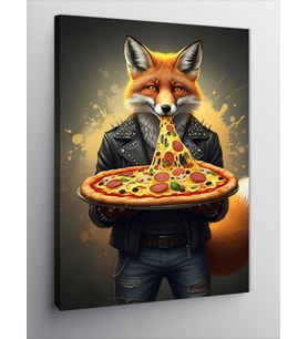 Kanvas Tablo Pizza Yiyen Tilki