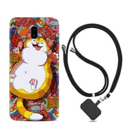 Samsung J6 Plus J7 Prime J7 Pro M20 Kılıf Boyun Askılı Silikon Tombul Kedi 1739