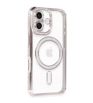 Apple iPhone 16 Kılıf Joke Simli Magneticsafe Kılıf - Pembe