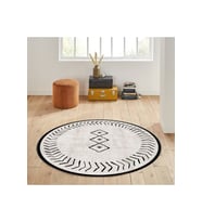 Eliana Home Baskılı, Yıkanabilir Kaymaz Taban Yuvarlak Halı LNA7000 120x120 cm (Bej)