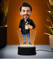 Doğum Günü Hediyesi,Sevgiliye Hediye, Kişiye Özel Fotoğraflı En Yakışıklı Baba Karikatür 3D Led Lamba (Beyaz)