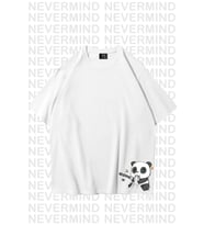 Unisex Kadın Erkek Nevermınd Panda Özel Tasarım Baskılı  Oversize Tshirt (Beyaz)