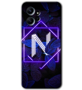Redmi Note 12 4G Kılıf HD Desen Baskılı Kılıf - Dark Neon Yaprak N Harfi