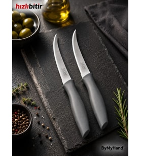 ByMyHand Paslanmaz Çelik Füme Meyve Bıçağı Soyma Bıçağı Dilimleme Bıçağı 2'li Set