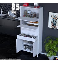 Eliusta Lorin 85 cm 4 Kapaklı Raflı Çok Amaçlı Mutfak Kiler ve Depolama Dolabı Beyaz Boy Dolabı-85x194x32 cm