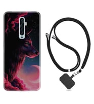 Oppo Reno 2Z 4 Lite 4 Pro 5 6 7 A31 Kılıf Boyun Askılı Silikon Wolf and Moon 1380