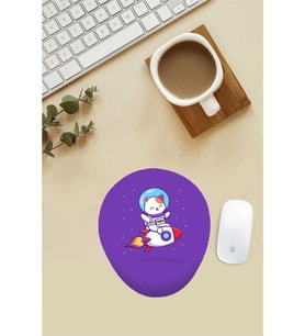 Bitcoin Rocket Desenli Bilek Destekli Mouse Pad