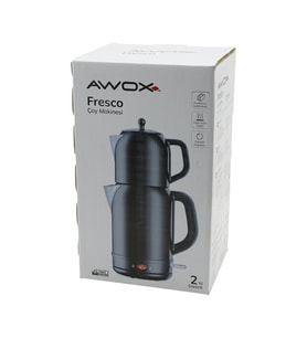 AWOX FRESCO SİYAH ELEKTRİKLİ ÇAY MAKİNESİ ÇAYCI SET 1.7LT SU ISITICI + 1.2LT DEMLİK PASLANMAZ ÇELİK GÖVDE 2200W (5680)